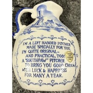 Vtg Niagra Cave‎ Harmony Minn. Souvenir Left-handed Ceramic Pitcher Japan